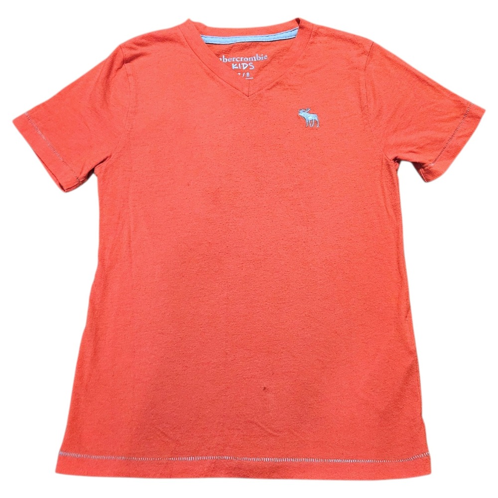 Abercrombie Kids Boys 7/8 V-Neck T-Shirt Lot 3 Blue Orange Black Logo Tees - Picture 8 of 12